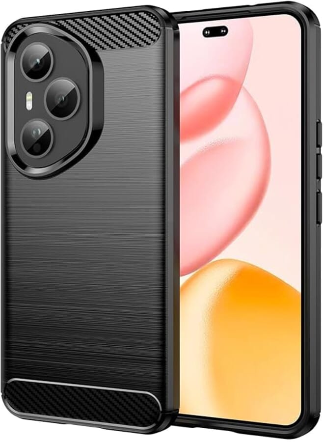 FASCINATION phone case compitable with Honor 400 pro carbon Silicone Case Original Flexible Slim Enhanced Durable Anti-Shock Protector for Honor 400 pro (Black)